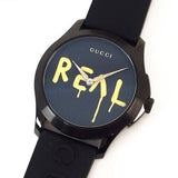 Gucci G Timeless Ghost Black Dial Black Rubber Strap Unisex Watch - YA1264017 Authentic Buy Shop Now