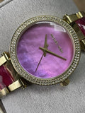 Michael Kors Parker Pink Mother of Pearl Dial Two Tone Steel Strap Watch for Women - MK6490 Authentic Buy Shop Now