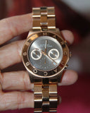 Marc Jacobs Blade Chronograph Brown Dial Rose Gold Steel Strap Watch for Women - MBM3308 Authentic Buy Shop Now