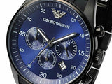 Emporio Armani Sportivo Chronograph Blue Dial Black Strap Watch For Men - AR5921 Authentic Buy Shop Now