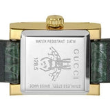 Gucci G Frame Double Mother of Pearl Dial Green Leather Strap Watch For Women - YA128525 Authentic Buy Shop Now