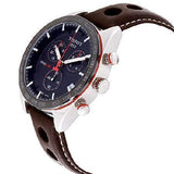 Tissot PRS 516 Chronograph Blue Dial Brown Leather Strap Watch For Men - T100.417.16.041.00 Authentic Buy Shop Now