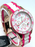 Marc Jacobs Rock Chronograph White Dial Two Tone Silicone Strap Watch for Women - MBM2593 Authentic Buy Shop Now