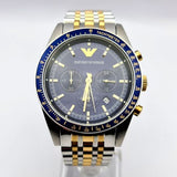 Emporio Armani Tazio Chronograph Blue Dial Two Tone Stainless Steel Watch For Men - AR6088 Authentic Buy Shop Now