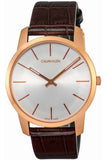 Calvin Klein City Silver Dial Brown Leather Strap Watch For Men - K2G21629 Authentic Buy Shop Now