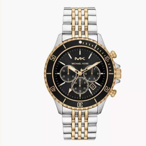 Michael Kors Bayville Chronograph Black Dial Two Tone Steel Strap Watch For Women - MK8872 Authentic Buy Shop Now