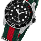 Gucci Dive Black Dial Red & Green Nylon Strap Watch For Men - YA136209 Authentic Buy Shop Now