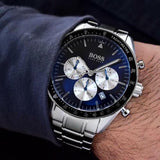 Hugo Boss Chronograph Blue Dial Silver Steel Strap Watch for Men - 1513630 Authentic Buy Shop Now