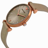 Emporio Armani Gianni T Bar Gunmetal Dial Beige Leather Strap Watch For Women - AR1681 Authentic Buy Shop Now