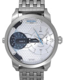 Diesel Mini Daddy Dual Time Silver Dial Stainless Steel Watch For Men - DZ7305 Authentic Buy Shop Now