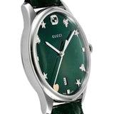 Gucci G-Timeless Green Mother of Pearl Dial Green Leather Strap Watch For Women - YA126585 Authentic Buy Shop Now