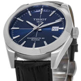 Tissot Gentleman Powermatic 80 Silicium Blue Dial Black Leather Strap Watch For Men - T127.407.16.041.01 Authentic Buy Shop Now