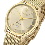 Maserati Epoca Golden Dial Golden Mesh Bracelet Watch For Men - R8853118003 Authentic Buy Shop Now