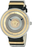 Versace V Metal Icon Gold Dial Black & Silver & Gold Strap Watch for Women - VLC020014 Authentic Buy Shop Now