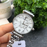 Emporio Armani Gianni T Bar White Marble Dial Silver Steel Strap Watch For Women - AR11170 Authentic Buy Shop Now