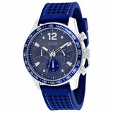 Guess Fleet Chronograph Black Dial Blue Rubber Strap Watch for Men - W0971G2 Authentic Buy Shop Now