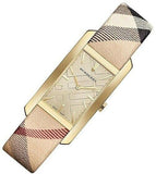 Burberry Pioneer Champagne Dial Haymarket Beige Leather Strap Watch for Women - BU9407 Authentic Buy Shop Now