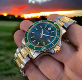 Movado Series 800 Green Dial Two Tone Steel Strap Watch for Men - 2600147 Authentic Buy Shop Now