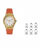 Guess Jet Setter Golden Dial Orange Rubber Watch For Women - W0564L2 Authentic Buy Shop Now