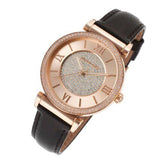 Michael Kors Catlin Rose Gold Crystal Dial Black Leather Strap Watch for Women - MK2376 Authentic Buy Shop Now