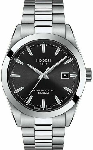 Tissot Gentleman Powermatic 80 Silicium Black Dial Silver Steel Strap Watch For Men - T127.407.11.051.00 Authentic Buy Shop Now
