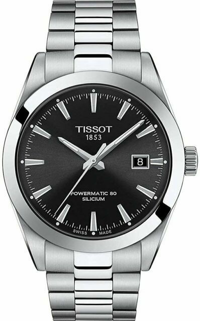 Tissot Gentleman Powermatic 80 Silicium Black Dial Silver Steel Strap Watch For Men - T127.407.11.051.00 Authentic Buy Shop Now