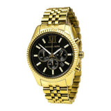 Michael Kors Lexington Chronograph Black Dial Gold Steel Strap Watch for Men - MK8286 Authentic Buy Shop Now