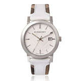Burberry The City Silver Dial White Leather Strap Watch for Women - BU9019 Authentic Buy Shop Now