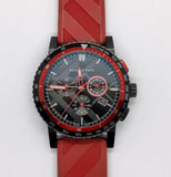 Burberry The City Chronograph Black Dial Red Rubber Strap Watch For Men - BU9805 Authentic Buy Shop Now