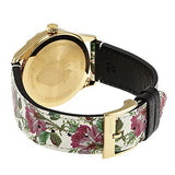 Gucci G Timeless Floral Gold Dial White Leather Strap Watch For Women - YA1264084 Authentic Buy Shop Now