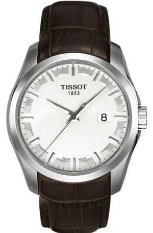 Tissot T Classic Couturier Chronograph White Dial Brown Leather Strap Watch For Men - T035.410.16.031.00 Authentic Buy Shop Now