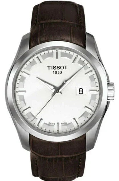Tissot T Classic Couturier Chronograph White Dial Brown Leather Strap Watch For Men - T035.410.16.031.00 Authentic Buy Shop Now