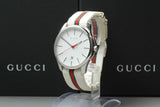 Gucci G Timeless Quartz White DIal White NATO Strap Watch For Men - YA126322 Authentic Buy Shop Now