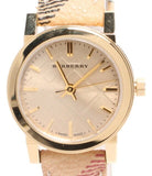 Burberry The City Gold Dial Haymarket Brown Leather Strap Watch for Women - BU9219 Authentic Buy Shop Now