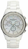 Emporio Armani Ceramica Chronograph White Dial White Ceramic Strap Watch For Women - AR1456 Authentic Buy Shop Now