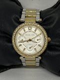 Michael Kors Parker White Dial Two Tone Steel Strap Watch for Women - MK6055 Authentic Buy Shop Now