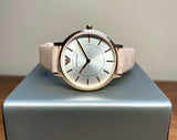 Emporio Armani Classic White Dial Beige Leather Strap Watch For Women - AR11008 Authentic Buy Shop Now