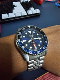 Seiko 5 Sports GMT SKX Automatic Blueberry Dial Silver Steel Strap Watch For Men - SSK003K1 Authentic Buy Shop Now