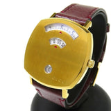 Gucci Grip Quartz Yellow Gold Dial Maroon Leather Strap Watch For Women - YA157405 Authentic Buy Shop Now