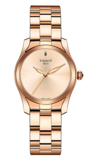 Tissot T Wave Cream Dial Rose Gold Steel Strap Watch For Women - T112.210.33.451.00 Authentic Buy Shop Now