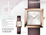Calvin Klein Mark White Dial Brown Leather Strap Watch for Women - K3R236G6 Authentic Buy Shop Now