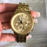 Michael Kors Ritz Chronograph Gold Dial Gold Steel Strap Watch for Women - MK5676 Authentic Buy Shop Now