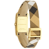 Burberry Pioneer Gold Dial Haymarket Beige Leather Strap Watch for Women - BU9509 Authentic Buy Shop Now