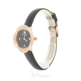 Swarovski Crystal Flower Black Dial Black Leather Strap Watch for Women - 5552421 Authentic Buy Shop Now