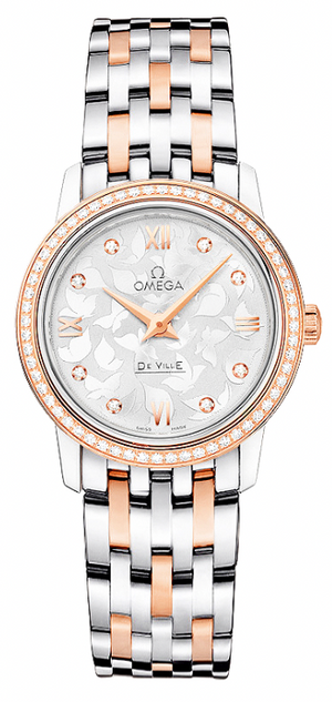 Omega De Ville Prestige Quartz Diamonds Silver Dial Two Tone Steel Strap Watch for Women - 424.25.27.60.52.001 Authentic Buy Shop Now