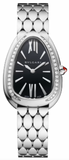 Bvlgari Serpenti Seduttori Diamonds Black Dial Silver Steel Strap Watch for Women - SERPENTI103449 Authentic Buy Shop Now