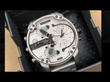 Diesel Mr. Daddy Chronograph Silver Dial Silver Steel Strap Watch For Men - DZ7421 Authentic Buy Shop Now