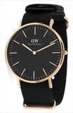 Daniel Wellington Classic Cornwall Black Dial Black Nylon Strap Watch For Women - DW00100148 Authentic Buy Shop Now