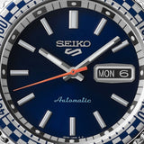 Seiko 5 Sports Petrol Blue Checker Flag Special Edition Blue Dial Silver Steel Strap Watch For Men - SRPK65K1 Authentic Buy Shop Now