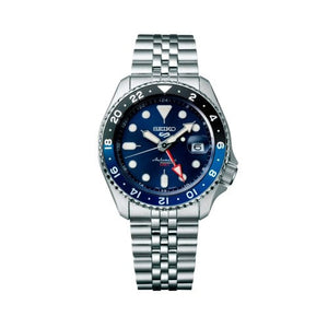 Seiko 5 Sports GMT SKX Automatic Blueberry Dial Silver Steel Strap Watch For Men - SSK003K1 Authentic Buy Shop Now